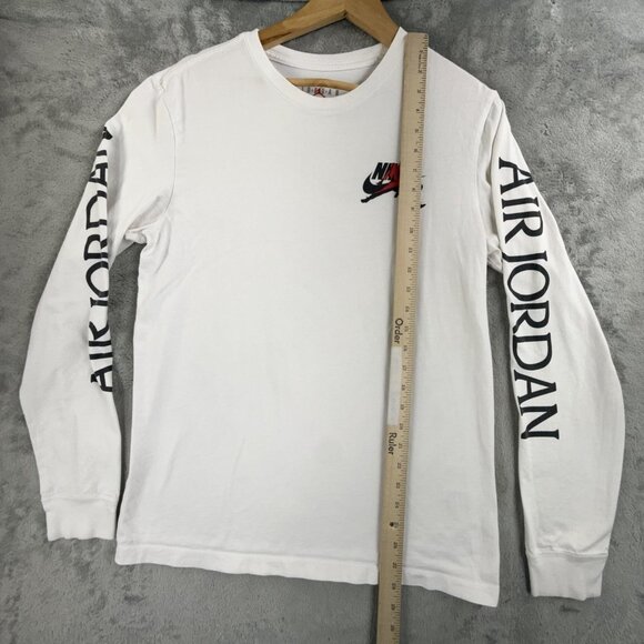 Jordan Jumpman Classics Shirt Mens Medium White Nike Air Long Sleeve Spellout - Picture 8 of 15